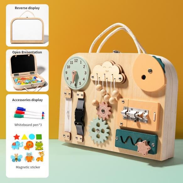 Montessori daily life teaching aids, such as light switch drawing board, busy board, hand-eye coordination wooden toys