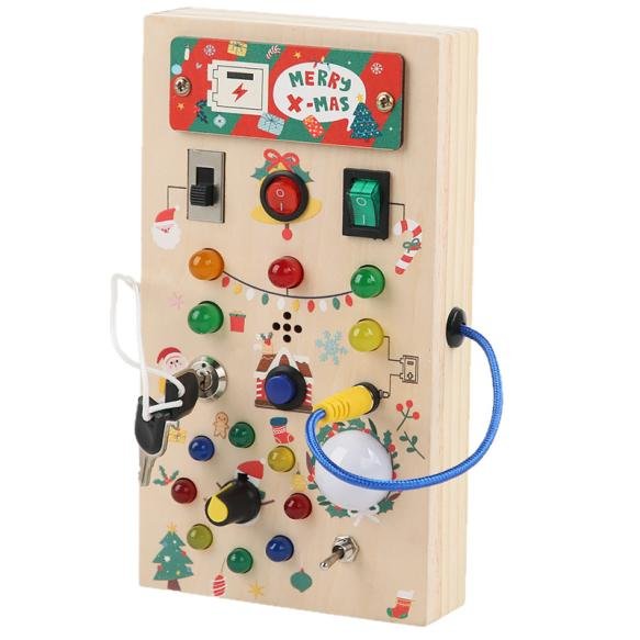 Children's wooden busy board, switch light circuit board, kindergarten life toy