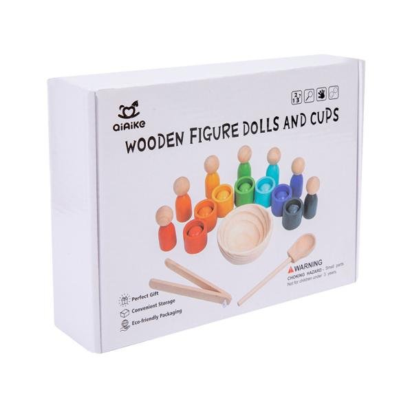 Montessori wooden seven-color ball and cup color classification for early childhood education