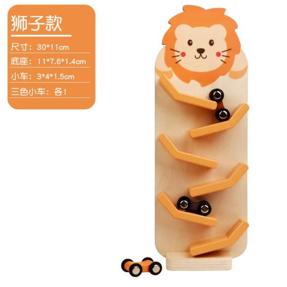 Children's educational scooter with cartoon animals, wooden baby car toy