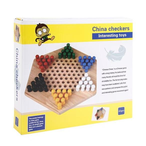 Children's hexagonal checkers, nine-in-a-row game, adult puzzle wooden checkers toy