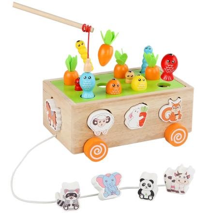 Smart Fun Education Sensory Intelligence Wooden Toy Set Animal Number Matching Farm Fishing Carrot Pulling Children 3-12 Years
